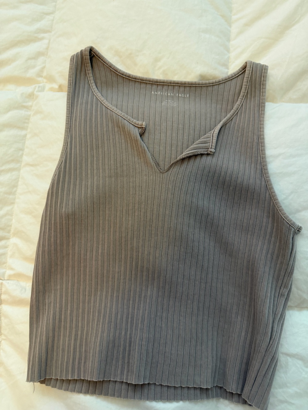 American Eagle Outfitters Men’s Gray Ribbed Crewneck Tank